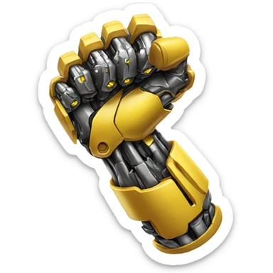 Yellow mechanical cyborg bicep that’s flexing sticker