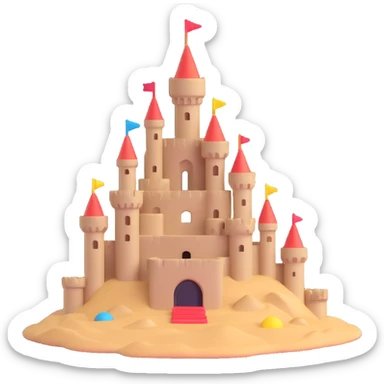 whimsical multi-tower sand castle toy sticker