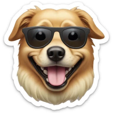 Laughing dog with black hoddie and multi colour sunglasses face  sticker