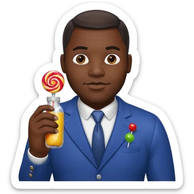 Big Sexy black man hold a bottle and a lollipop sticker