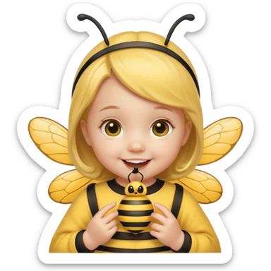 baby girl with pacifier dressed as a bee sticker