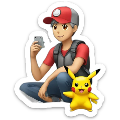pokémon_trainer_red_with_pikachu_on_mount_silver sticker