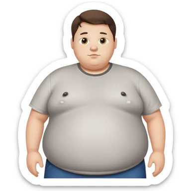 obese 20 year old brunette white male with large belly showing sticker