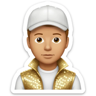 Donnie Wahlberg from NKOTB with golden brown hair, white sequin outfit sticker