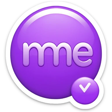3D text that spells "me" in a shiny purple font sticker sticker
