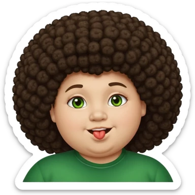 very dark fat boy with afro kissing pretty white girl with long brown hair and green eyes  sticker