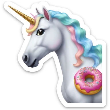 A unicorn eating a doughnut  sticker