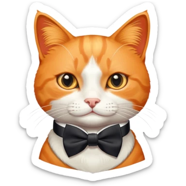 Orange cat wearing bow tie around his neck  sticker