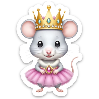 Very elegant and beautiful white mice in a tutu ballet and a jewelled crown sticker