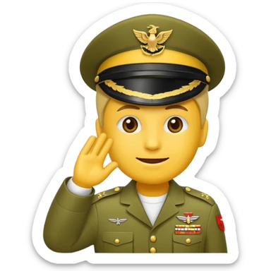 Eine salutierenden Emoji (Hautfarbe: gelb ) in Armee Klamotten männlich salutierend sticker