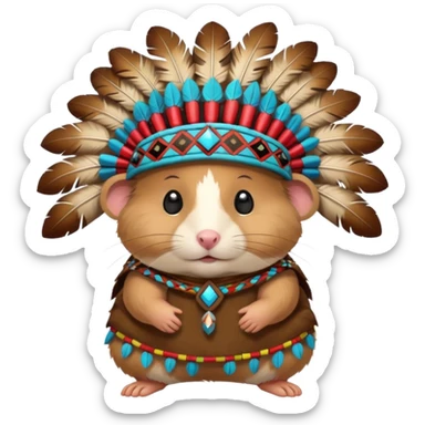 hamster in a Native American costume sticker