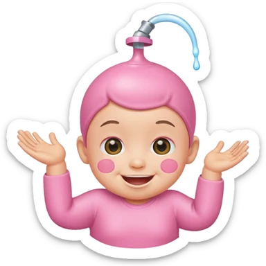 Smiling baby oil pink with silly face sticker
