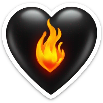 Black heart with fire sticker