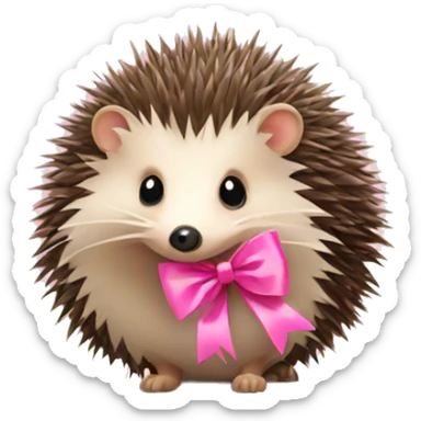 hedgehog with pink bow sticker