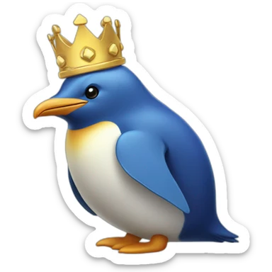 kawaï blue pudgy penguin wearing a golden crown sticker