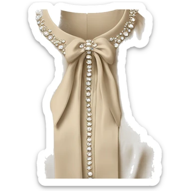 RHINESTONE-EMBELLISHED TIE-NECK beige BLOUSE sticker