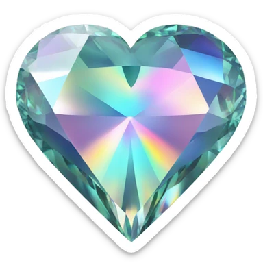 Heart shaped 56-carat iridescent diamond sticker