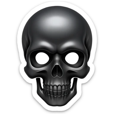 smooth glossy black skull with street style graffiti and cool brand logos, top view sticker