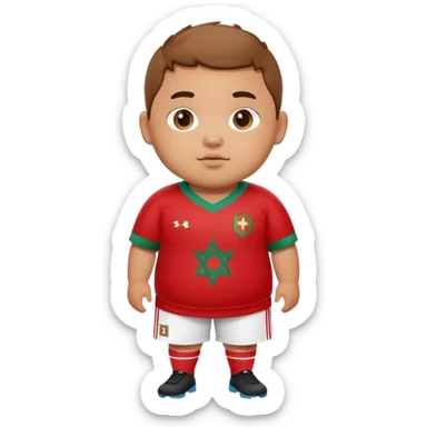 un niño gordo con la camiseta de marruecos sticker