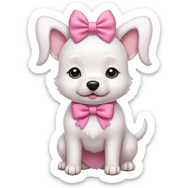 white dog with pink bow sticker