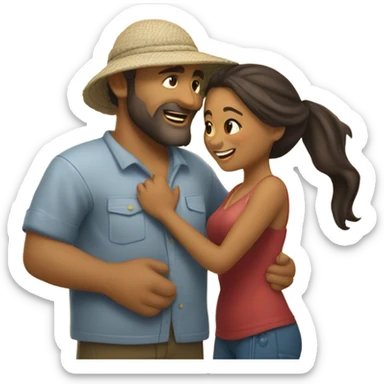 Latina island girl with Caucasian fisherman husband in love on an island  sticker