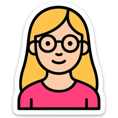 Make her hair longer, keep minimal color outline style, with no background. sticker