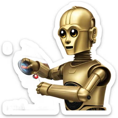 c3p0 playing electric car sticker