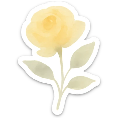 a single yellow rose, watercolor illustration sticker
