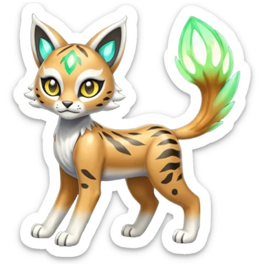 Meloetta-Vernid-Bobcat-Primagen-Fionbri-Trico-Protogen-hybrid-fusion-Fakémon-creature, full body sticker
