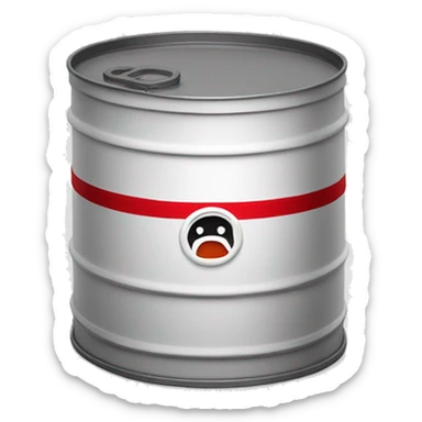 A white Oil barrel with a red stripe in the middle  sticker