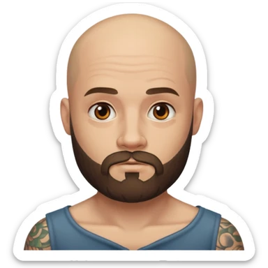 tatooed bearded bald man  sticker