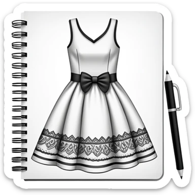 drawing of a dress on a notebook sticker