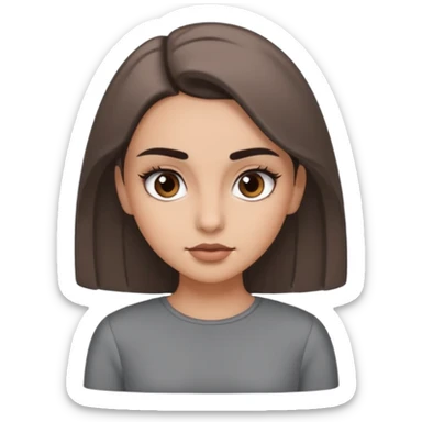 Hidjab girl that is wearing gray dress, and her brow is thick so her eyelash is tall sticker