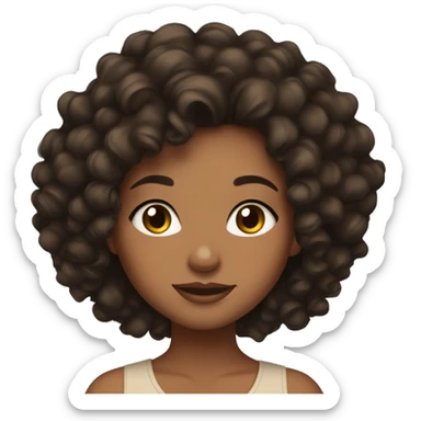Tan skin girl dark curly hair lashes sticker