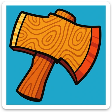 wooden axe head texture in vibrant toon style, cartoon style sticker