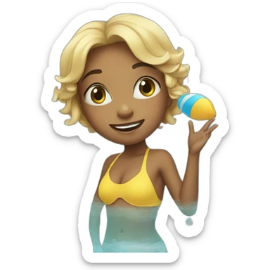 Cute girl in swimming pool sticker