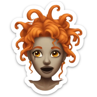 moonlit dance of the undead woman hair orange sticker