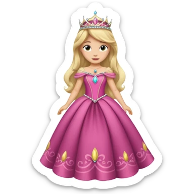 Princesa aurora Disney com vestido grande roda com uma tiara pequena e corpo inteiro, sticker
