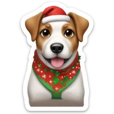 a cute dog wearing a festive christmas shirt sticker