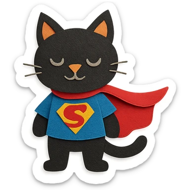 super man cat with black fur sticker