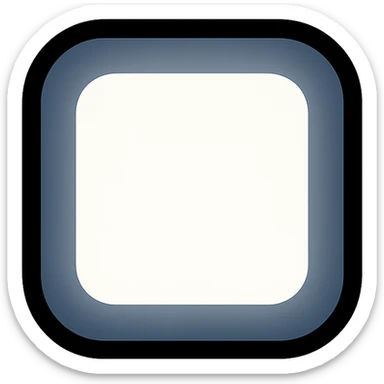 stylized icon of a square with rounded corners, completely white inside, soft ombre transition outward to black, black border effect without visible outline, no text sticker
