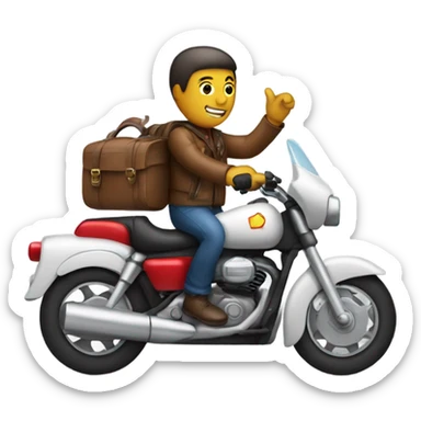 Guy riding a motorcycle while holding a airplane  sticker