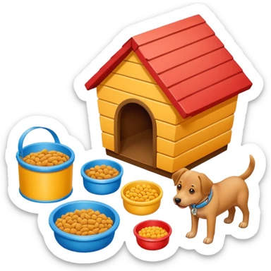 Goals:
1) Isometric style
2) Emoji style
3) Physically realistic
4) Avoid anything that could be considered offensive, even 2%

---
Now generate an image to represent a list to buy items for a new dog. sticker
