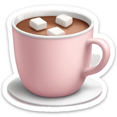 Light Pink mug of hot chocolate with marshmallows  sticker