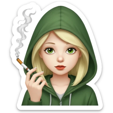 girl smoking weed with hood  sticker