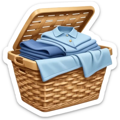 laundry basket with clean clothes sticker