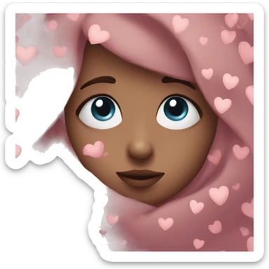 Emoji cute eyes with hearts around sticker