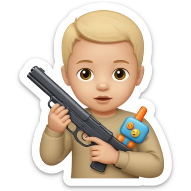 Make a baby holding a gun sticker