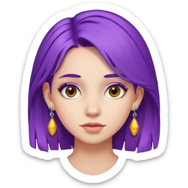 purple hair girl with earrings sticker