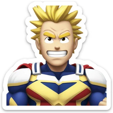 All might with his fist up, Smiling, saying "We can only hope for the best" sticker